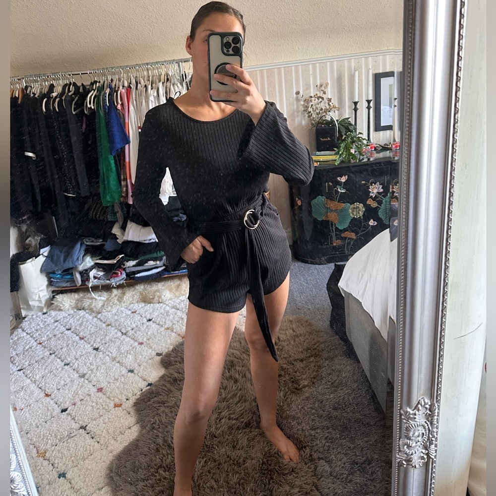 Sabo skirt playsuit with open back and front pockets